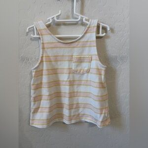 Girls' White Tank Top with Pale Yellow & Light Pink Stripes